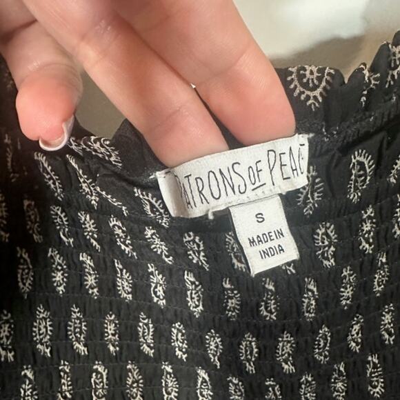 Patrons of Peace Black & White Long Sleeve Puff Sleeve Blouse Women Sz S - Picture 10 of 10